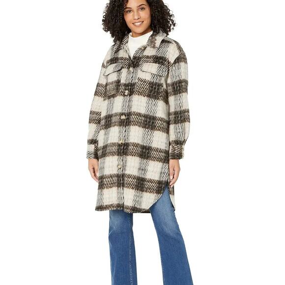 Vince Camuto Plaid Lightweight Coat Women's Medium Button Flannel Shacket Jacket - Picture 3 of 12
